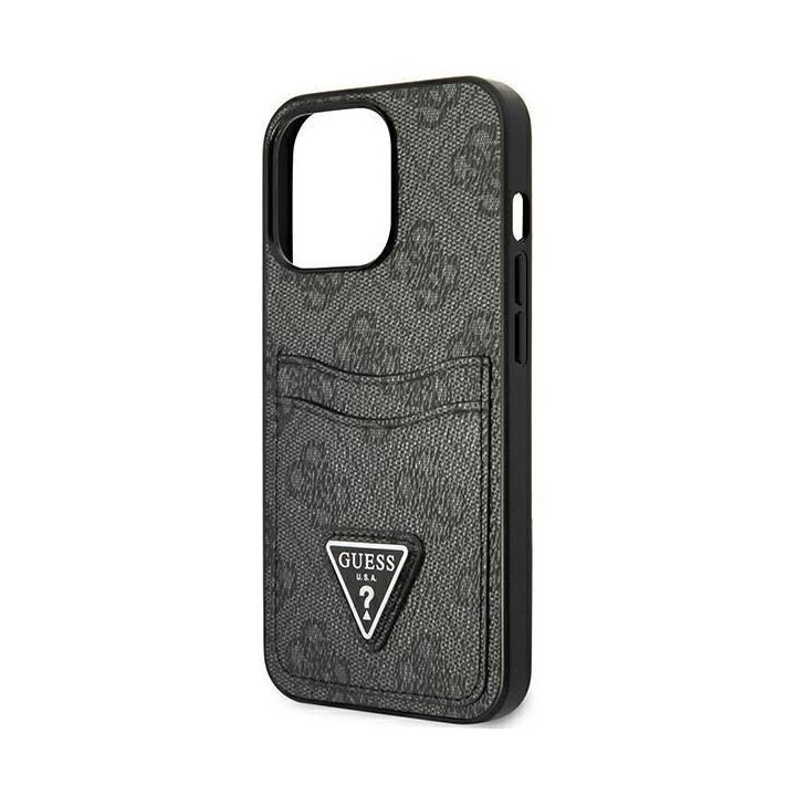Guess GUHCP13LP4TPK iPhone 13 Pro / 13 6.1 juodas/juodas deklas 4G Triangle Logo Cardslot