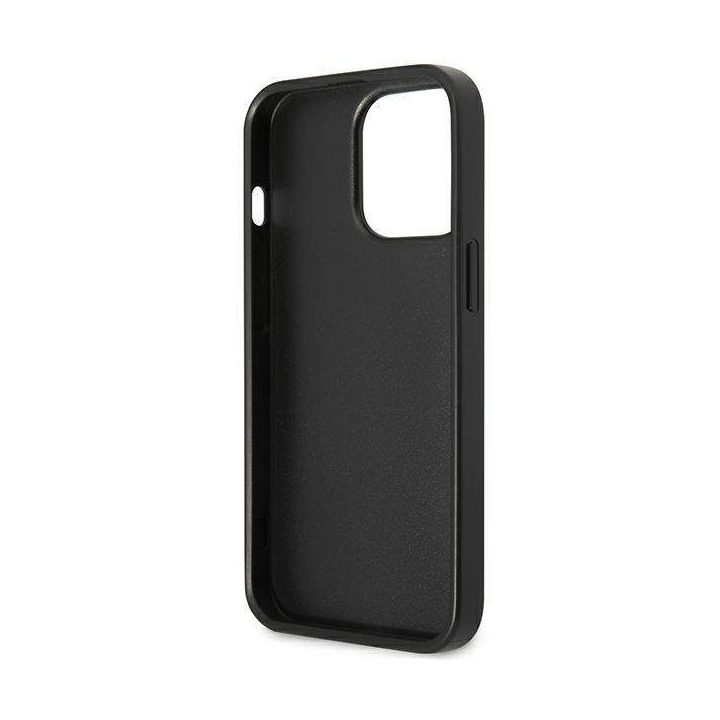Guess GUHCP13LP4TPK iPhone 13 Pro / 13 6.1 juodas/juodas deklas 4G Triangle Logo Cardslot