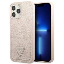 Guess 4G Triangle Logo Cardslot dėklas iPhone 13 Pro / 13 - rožinis