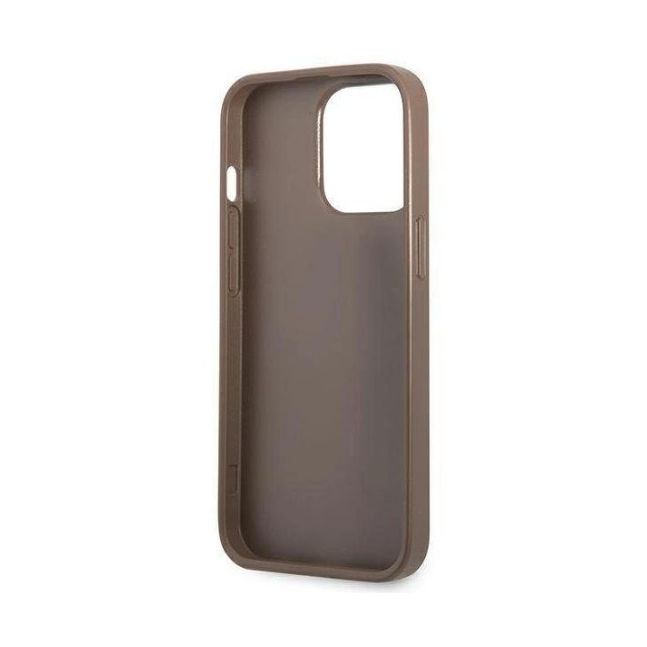 Guess 4G Triangle Logo Cardslot dėklas iPhone 13 Pro / 13 - rudas