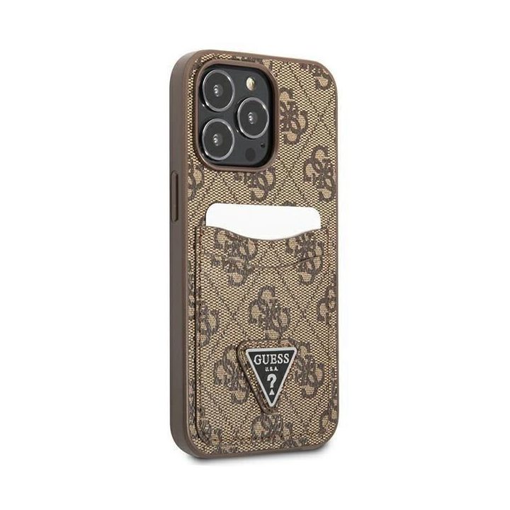 Guess 4G Triangle Logo Cardslot dėklas iPhone 13 Pro / 13 - rudas