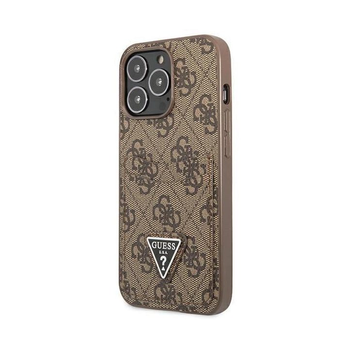 Guess 4G Triangle Logo Cardslot dėklas iPhone 13 Pro / 13 - rudas