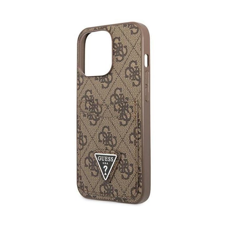 Guess 4G Triangle Logo Cardslot dėklas iPhone 13 Pro / 13 - rudas