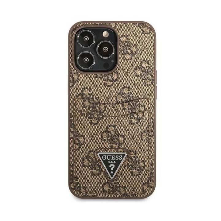 Guess 4G Triangle Logo Cardslot dėklas iPhone 13 Pro / 13 - rudas