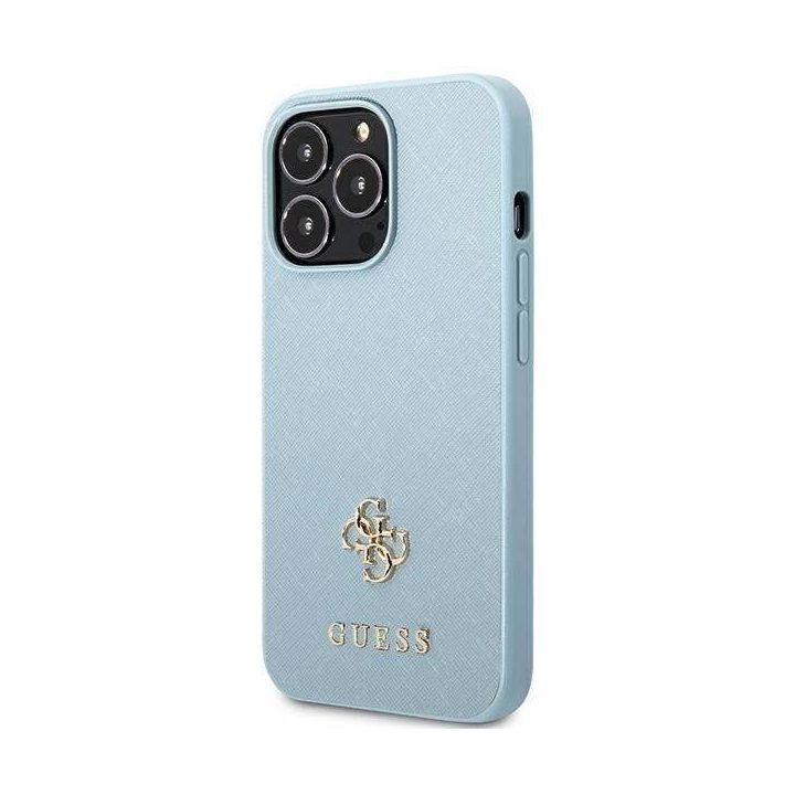 Guess Saffiano 4G mažas metalinis logotipas iPhone 13 Pro / 13 - mėlyna
