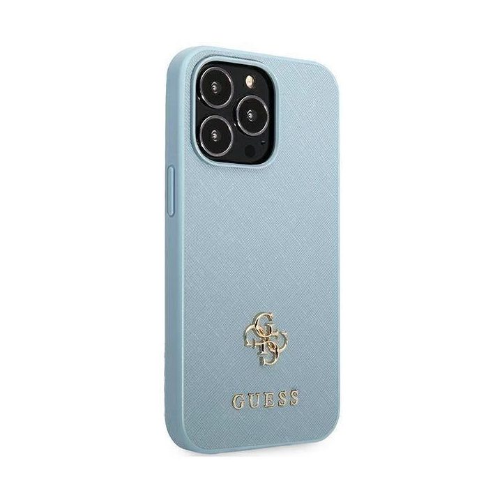 Guess Saffiano 4G mažas metalinis logotipas iPhone 13 Pro / 13 - mėlyna