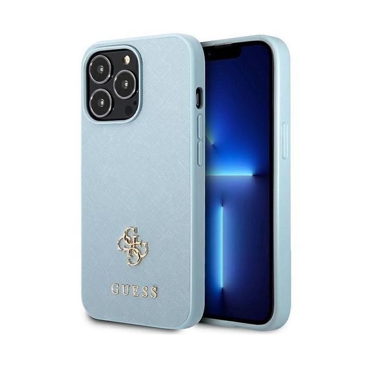 Guess Saffiano 4G mažas metalinis logotipas iPhone 13 Pro / 13 - mėlyna