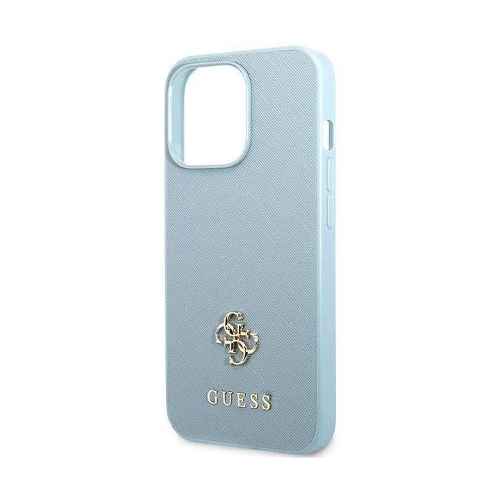 Guess Saffiano 4G mažas metalinis logotipas iPhone 13 Pro / 13 - mėlyna