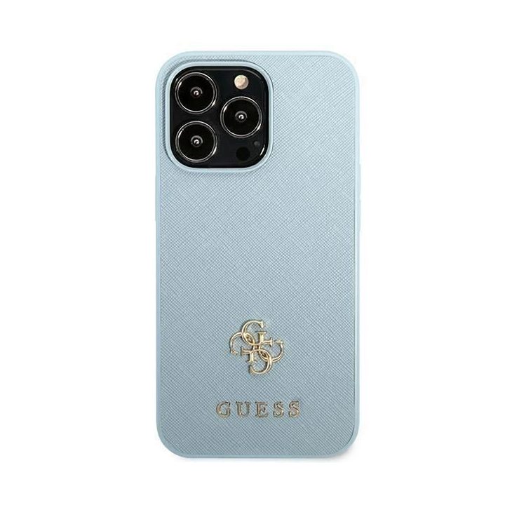 Guess Saffiano 4G mažas metalinis logotipas iPhone 13 Pro / 13 - mėlyna