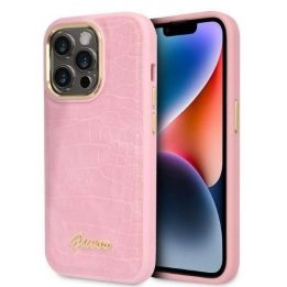 Guess Croco Collection dėklas iPhone 14 Pro - rožinis