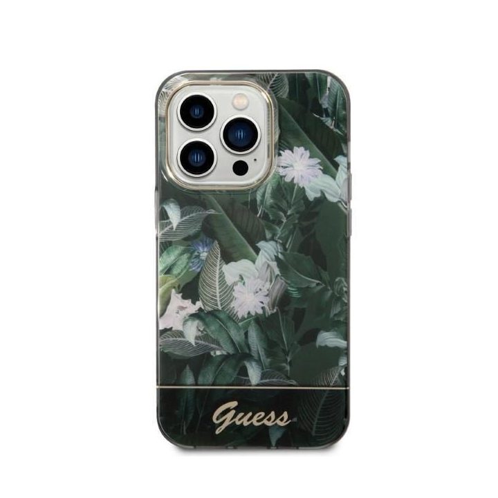 Guess GUHCP14LHGJGHA iPhone 14 Pro 6.1 žalias/žalias deklas Jungle Collection