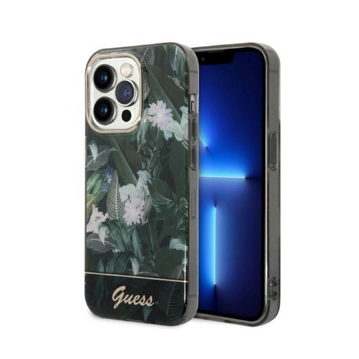 Guess GUHCP14LHGJGHA iPhone 14 Pro 6.1 žalias/žalias deklas Jungle Collection