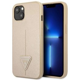 Guess GUHCP14MPSATLE iPhone 14 Plus 6.7 Smėlio spalvos/Smėlio spalvos deklas SaffianoTriangle Logo