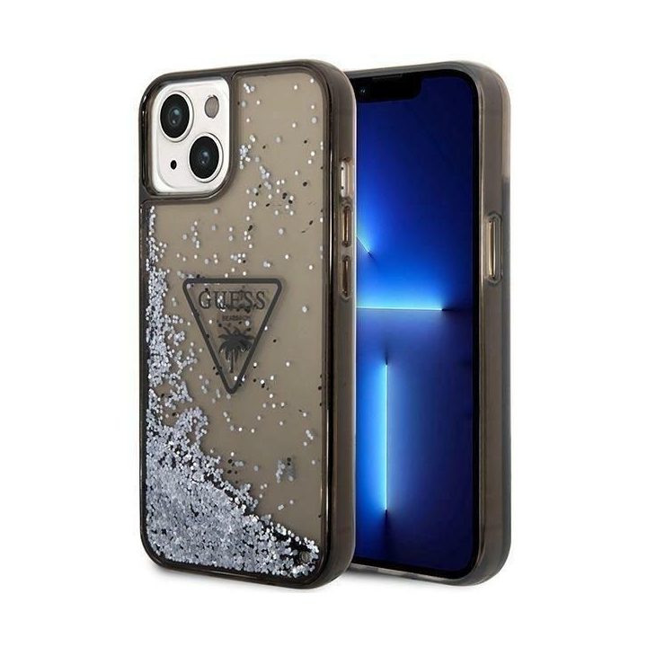 Guess GUHCP14SLFCTPK iPhone 14 6.1 juodos/juodos spalvos deklas Liquid Glitter Palm Collection