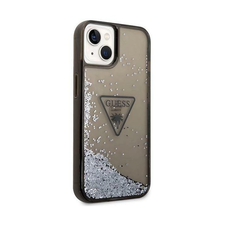 Guess GUHCP14SLFCTPK iPhone 14 6.1 juodos/juodos spalvos deklas Liquid Glitter Palm Collection