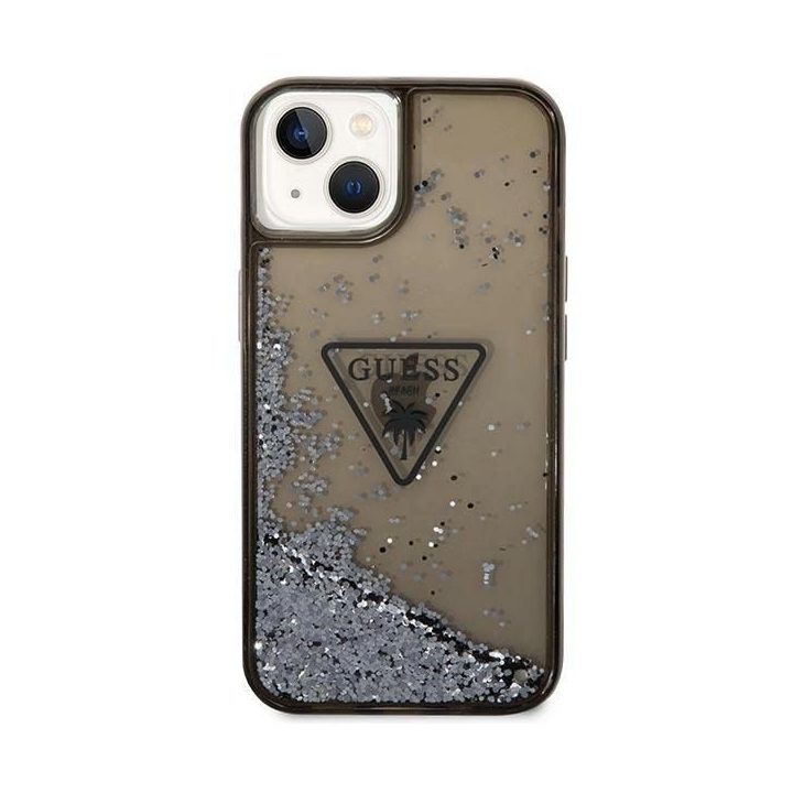 Guess GUHCP14SLFCTPK iPhone 14 6.1 juodos/juodos spalvos deklas Liquid Glitter Palm Collection