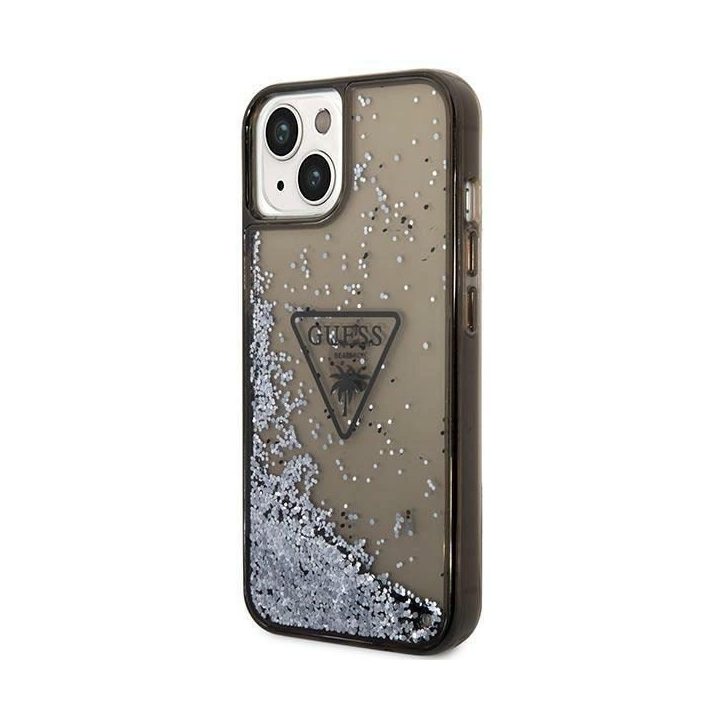 Guess GUHCP14SLFCTPK iPhone 14 6.1 juodos/juodos spalvos deklas Liquid Glitter Palm Collection
