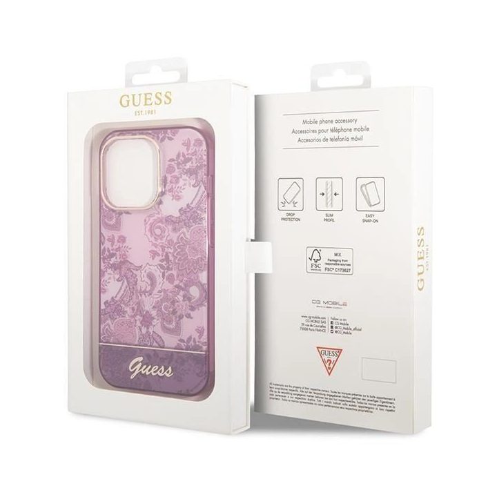 Guess Porcelain Collection kolekcija iPhone 14 Pro Max - fuksjė