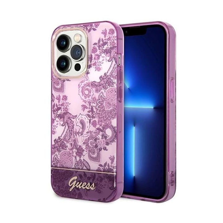 Guess Porcelain Collection kolekcija iPhone 14 Pro Max - fuksjė