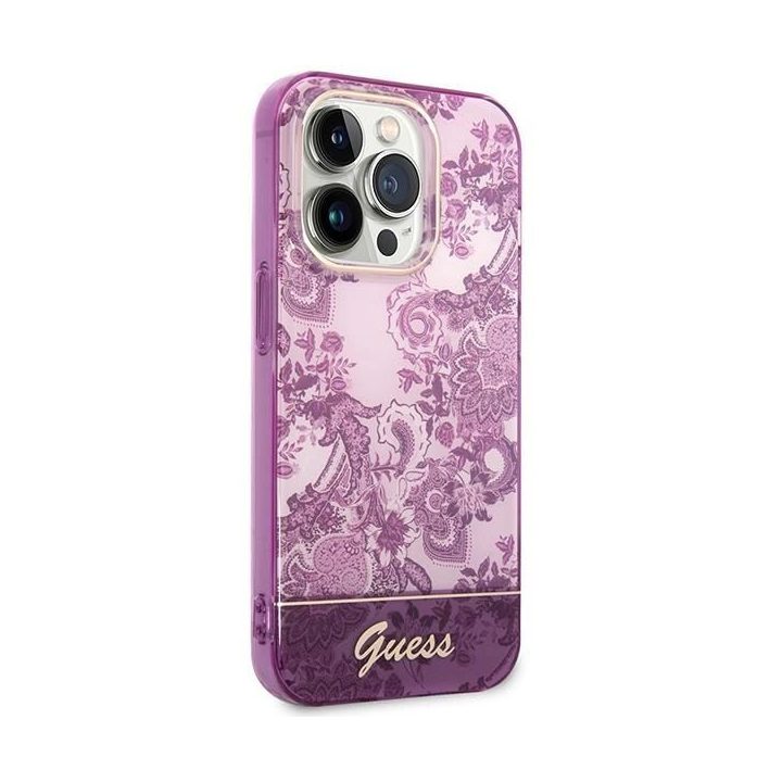 Guess Porcelain Collection kolekcija iPhone 14 Pro Max - fuksjė