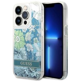Guess Flower Liquid Glitter blizgučiai ant iPhone 14 Pro Max - nuotraukos