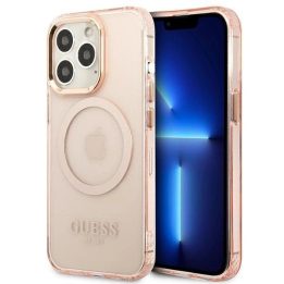 Guess GUHMP13LHTCMP iPhone 13 Pro / 13 6.1 rausvas/rožinis deklas Gold Outline Translucent MagSafe