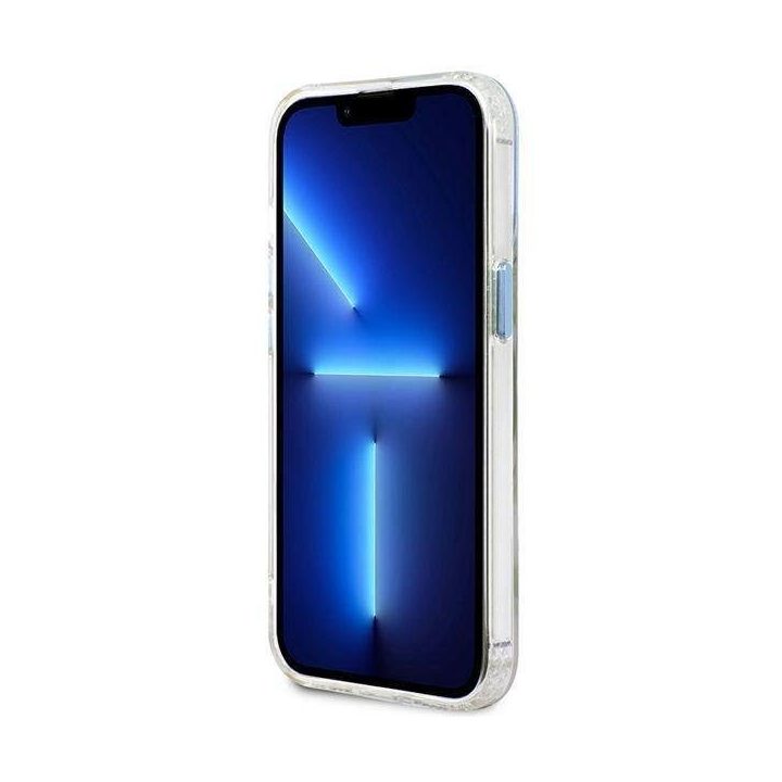 Guess metalinių kontūrų MagSafe dėklas iPhone 13 Pro / iPhone 13 - mėlynas