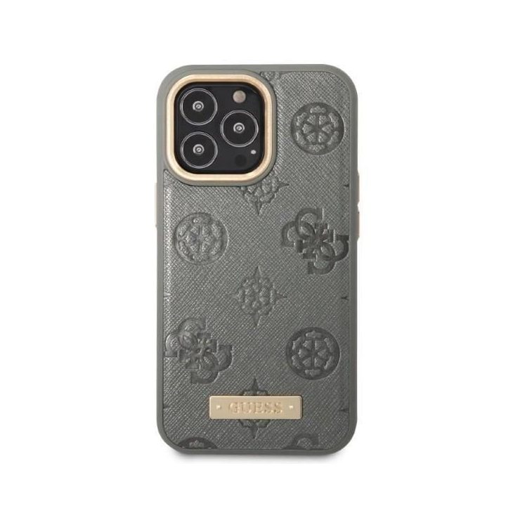 Guess GUHMP13LSAPSTG iPhone 13 Pro / 13 6.1 pilkos/pilkos spalvos deklas Peony Logo Plate MagSafe