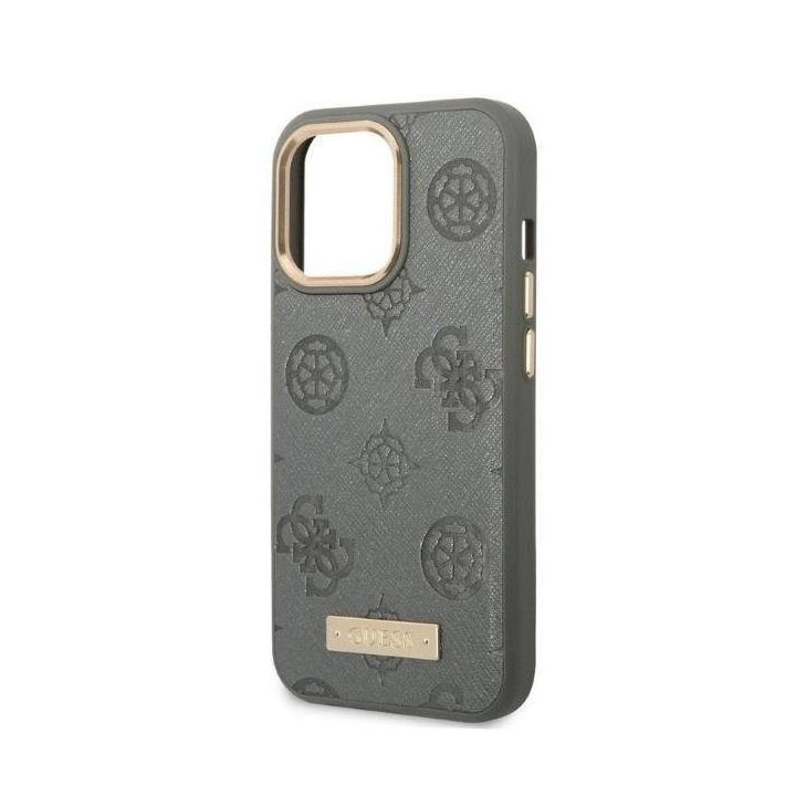 Guess GUHMP13LSAPSTG iPhone 13 Pro / 13 6.1 pilkos/pilkos spalvos deklas Peony Logo Plate MagSafe