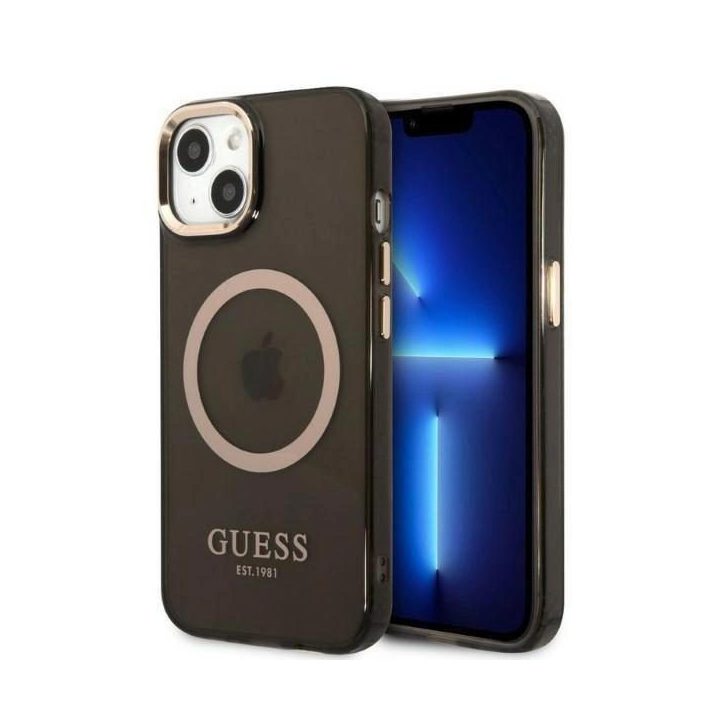 Guess Gold Outline Translucent MagSafe saugiklis iPhone 13 - nuotraukos