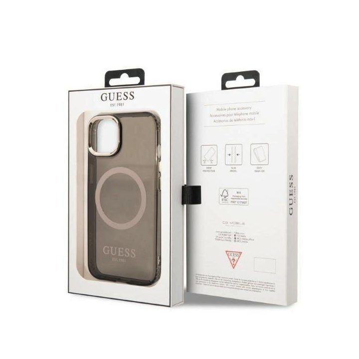 Guess Gold Outline Translucent MagSafe saugiklis iPhone 13 - nuotraukos