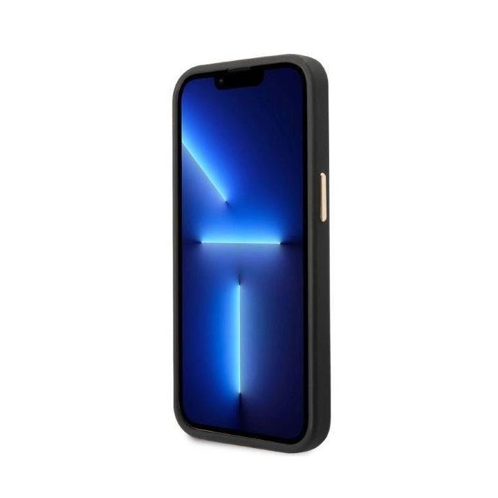 Guess GUHMP13MSAPSTK iPhone 13 6.1 juodos/juodos spalvos deklas Peony Logo Plate MagSafe
