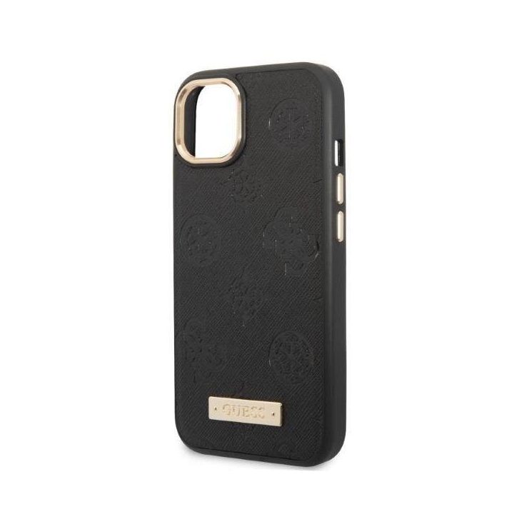 Guess GUHMP13MSAPSTK iPhone 13 6.1 juodos/juodos spalvos deklas Peony Logo Plate MagSafe