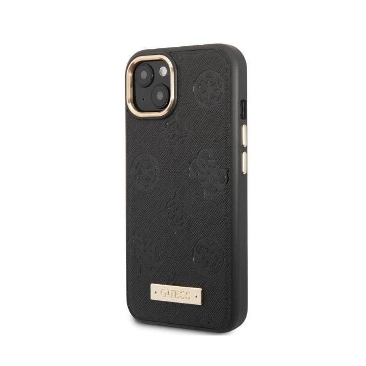 Guess GUHMP13MSAPSTK iPhone 13 6.1 juodos/juodos spalvos deklas Peony Logo Plate MagSafe