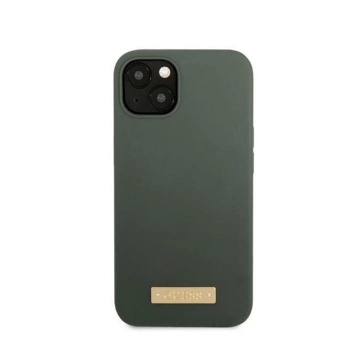 Guess GUHMP13MSBPLA iPhone 13 6.1 žalias/akio spalvos deklas Silikono logotipas MagSafe plokštelė