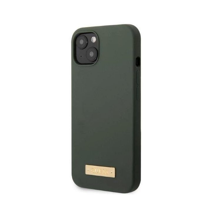 Guess GUHMP13MSBPLA iPhone 13 6.1 žalias/akio spalvos deklas Silikono logotipas MagSafe plokštelė