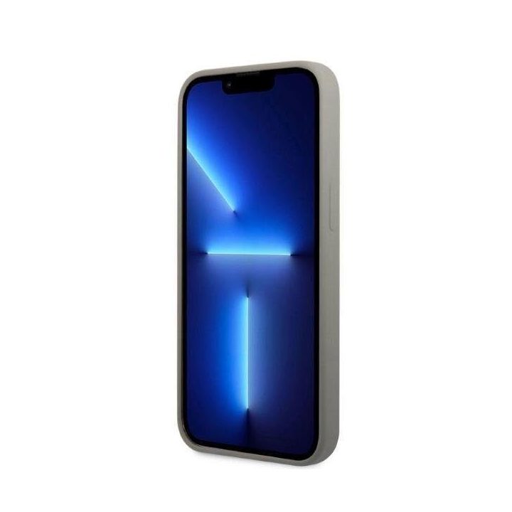 Guess GUHMP13MSPLG iPhone 13 6.1 pilkos/pilkos spalvos deklas Silikoninis logotipas MagSafe plokštelė