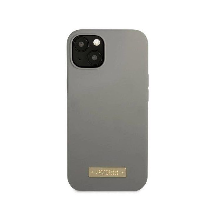 Guess GUHMP13MSPLG iPhone 13 6.1 pilkos/pilkos spalvos deklas Silikoninis logotipas MagSafe plokštelė