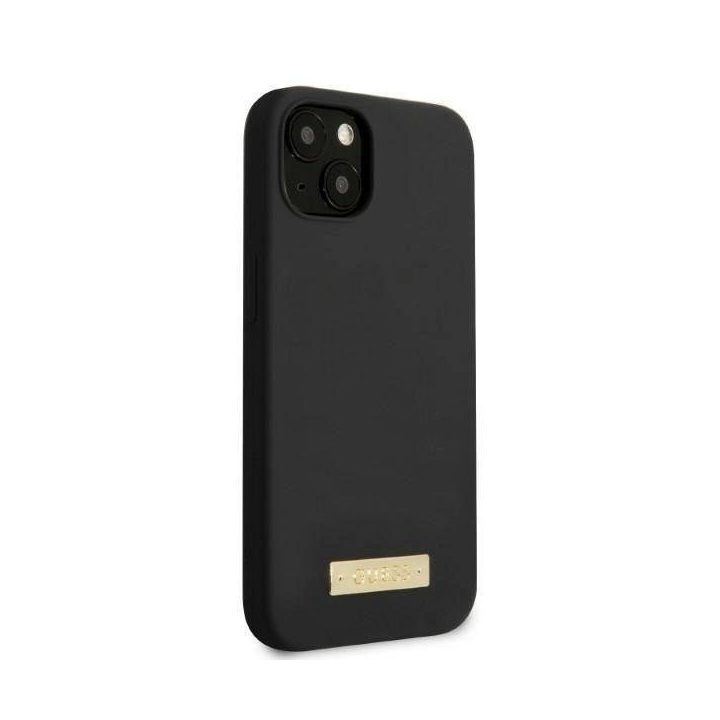 Guess GUHMP13MSPLK iPhone 13 6.1 juodos/juodos spalvos deklas Silikoninis logotipas MagSafe plokštelė