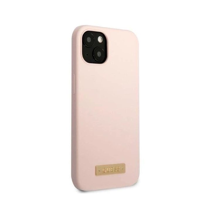 Guess GUHMP13SSBPLP iPhone 13 mini 5.4 rožinės/rožinės spalvos deklas Silikono logotipas MagSafe plokštelė