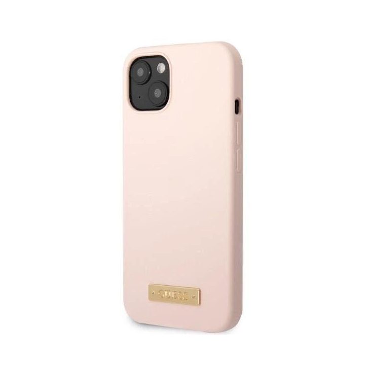 Guess GUHMP13SSBPLP iPhone 13 mini 5.4 rožinės/rožinės spalvos deklas Silikono logotipas MagSafe plokštelė