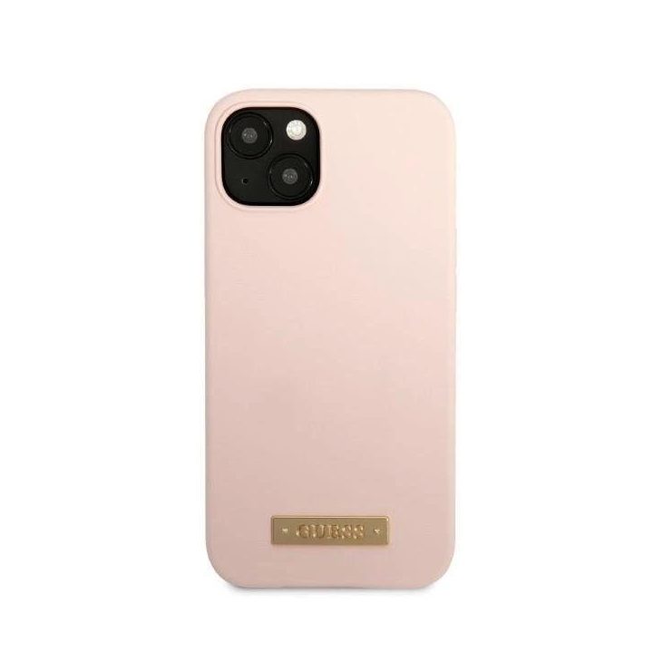 Guess GUHMP13SSBPLP iPhone 13 mini 5.4 rožinės/rožinės spalvos deklas Silikono logotipas MagSafe plokštelė