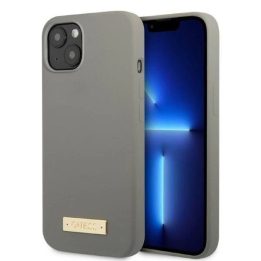 Guess GUHMP13SSPLG iPhone 13 mini 5.4 pilkos/pilkos spalvos deklas Silikoninė logotipo plokštelė MagSafe
