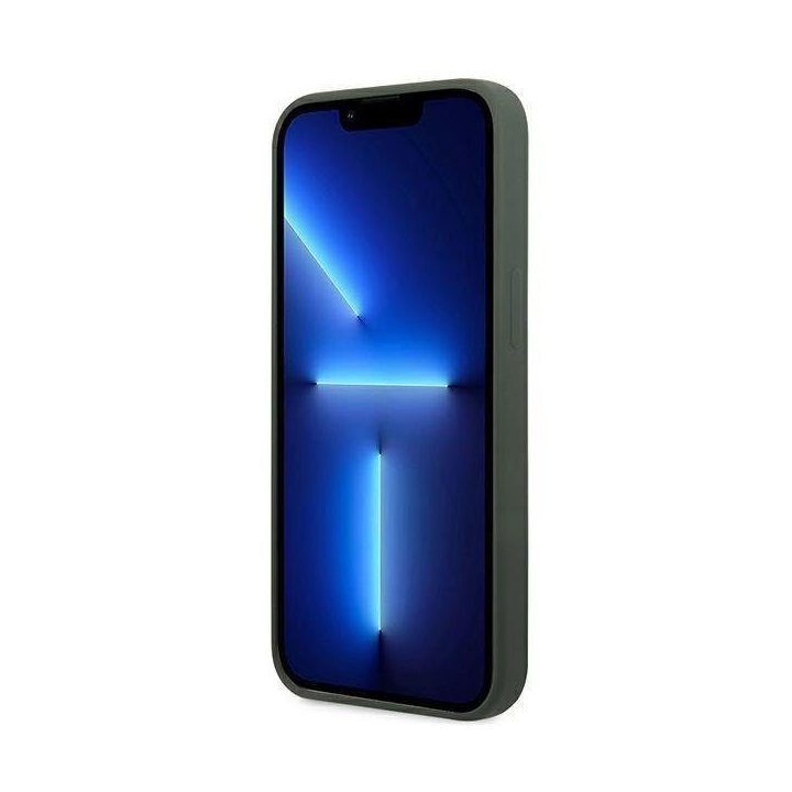 Guess GUHMP13XSPLA iPhone 13 Pro Max 6.7 green/khaki deklas Silikoninis logotipas Plokštelė MagSafe
