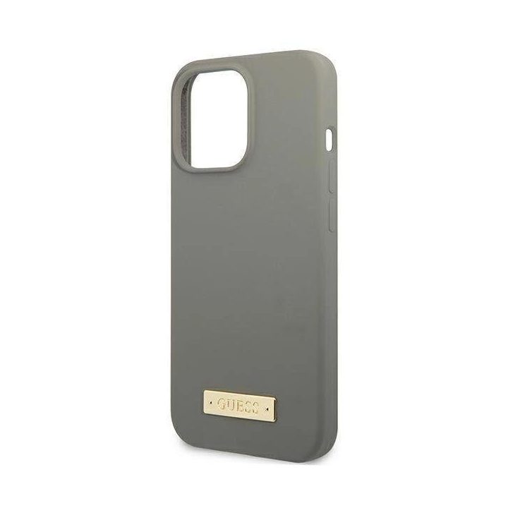 Guess GUHMP13XSPLG iPhone 13 Pro Max 6.7 pilkas/pilkas deklas Silikoninis logotipas MagSafe plokštelė