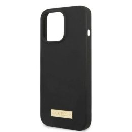 Guess GUHMP13XSPLK iPhone 13 Pro Max 6.7 juodas/juodas deklas Silikoninė logotipo plokštelė MagSafe