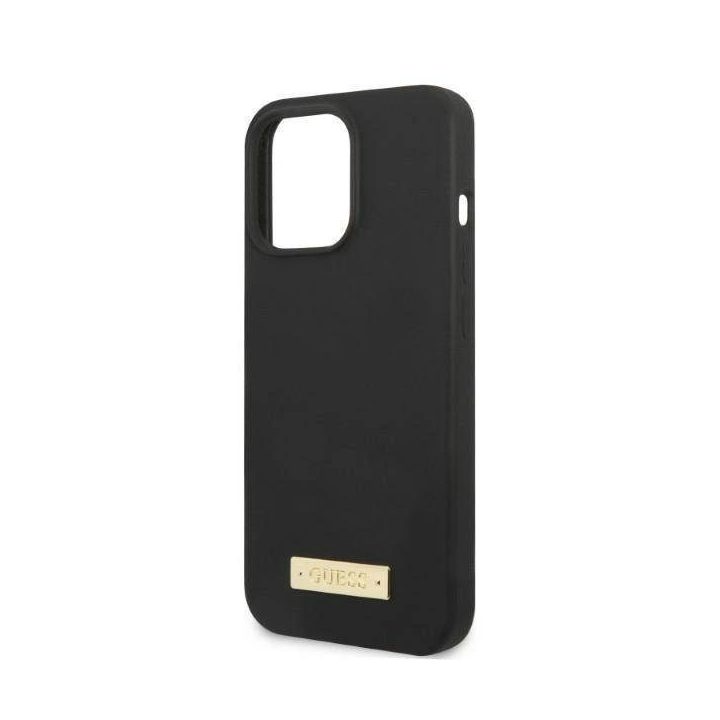 Guess GUHMP13XSPLK iPhone 13 Pro Max 6.7 juodas/juodas deklas Silikoninė logotipo plokštelė MagSafe