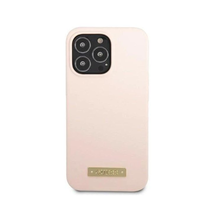 Guess GUHMP13XSPLP iPhone 13 Pro Max 6.7 rožinės/rožinės spalvos deklas Silikono logotipas MagSafe plokštelė