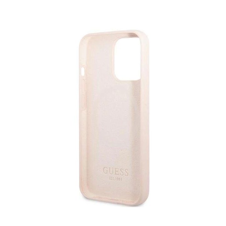 Guess GUHMP13XSPLP iPhone 13 Pro Max 6.7 rožinės/rožinės spalvos deklas Silikono logotipas MagSafe plokštelė