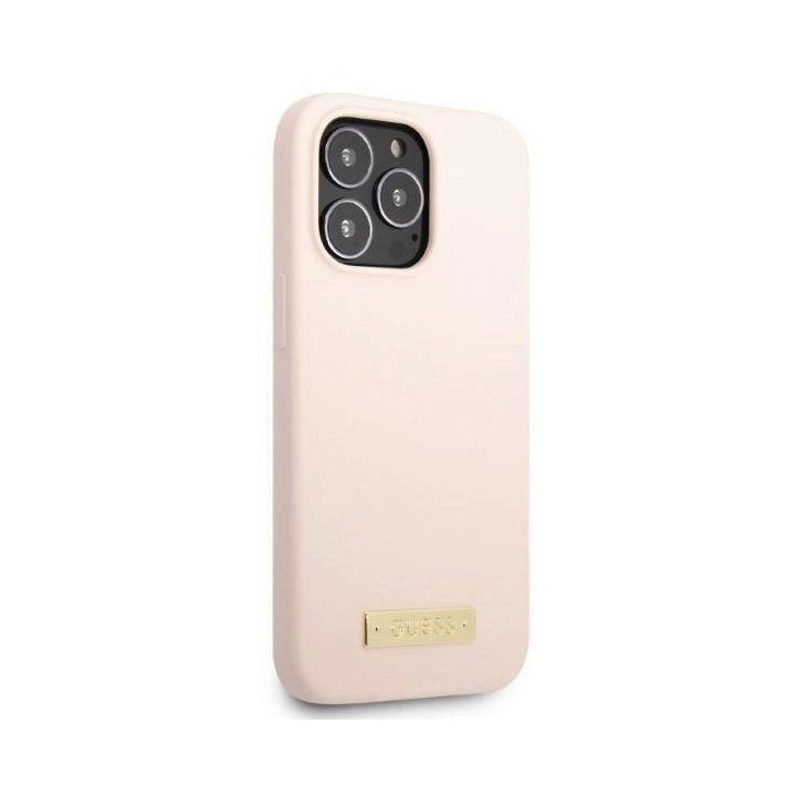 Guess GUHMP13XSPLP iPhone 13 Pro Max 6.7 rožinės/rožinės spalvos deklas Silikono logotipas MagSafe plokštelė